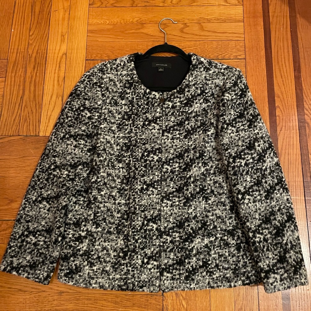 Ann Taylor wool jacket black/gray size L